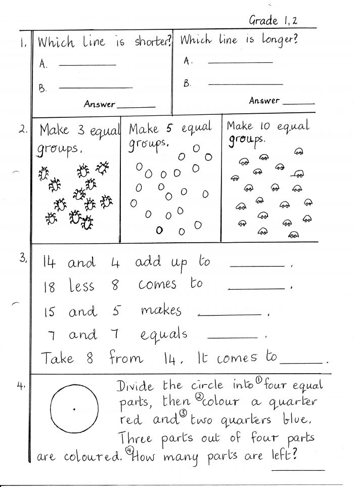 Six Math Sheets For Grade 1, Maths Pack • Tutoring Primary